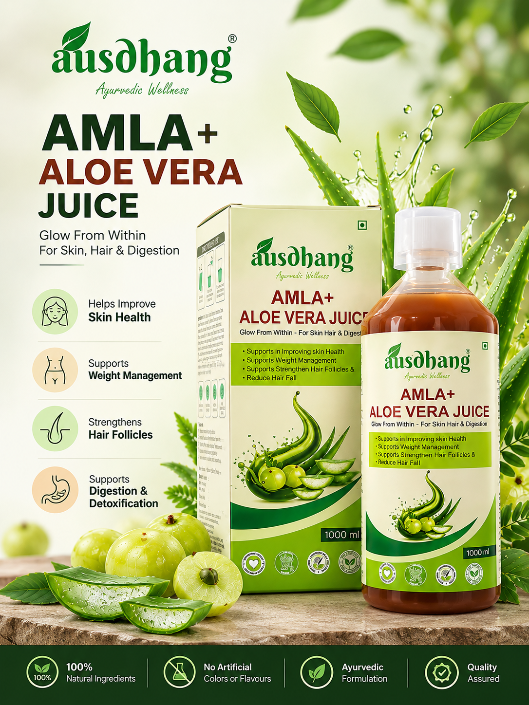 AUSHDHANG® Amla + Aloe Vera Juice