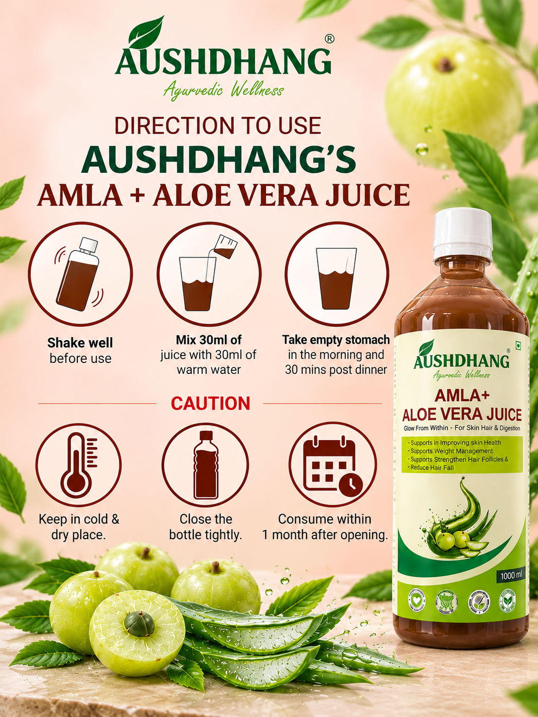 AUSHDHANG® Amla + Aloe Vera Juice